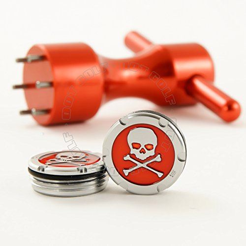 19th Hole Custom Shop 2 of 5g Deluxe Tour Style Weights for Scotty Cameron Putters + Wrench, Skull, Red (Red)