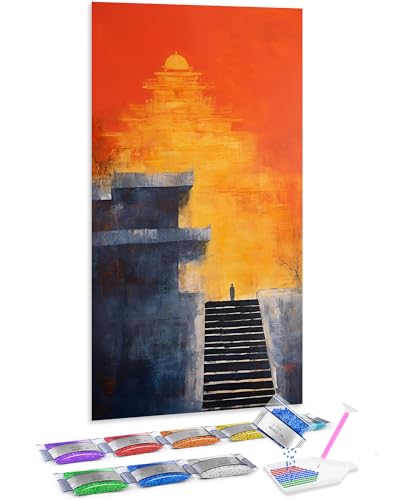 Punto de cruz diamante Jumpdot 5D de paisajes urbanos dorados 70x40 cm