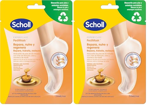 Miniatura 8 de Scholl Mascarilla PediMask para pies suaves con miel de Manuka - Embalaje y mascarilla reciclables - Mascarilla hidratante profunda para pedicura con una sola aplicación - Clínicamente probada