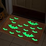 Tinideya Halloween Glow in The Dark Bats Door Mat, Luminous Bat Welcome Doormat Decorative Coco Coir Door Entrance Mat Scary Doormat Gift for Patio Indoor Outdoor Entryway Decor, 27.5 x 15.7 Inches