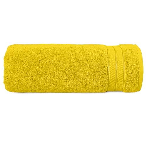 Image of Elegant Comfort Three Line Popcorn Towel Set for Bathroom 35 x 70 inches, Premium Hotel Quality 1-Pack Jumbo Towels, 100% Turkish Cotton, Soft and Durable, Quick Dry and Highly Absorbent, Yellow