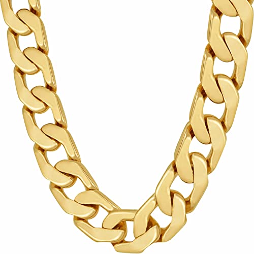 LIFETIME JEWELRY 11.5mm Flat Cuban Link Chain Necklace for Men