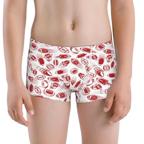 Boys' Cotton Boxer Brief Soft Underwear-Red Football