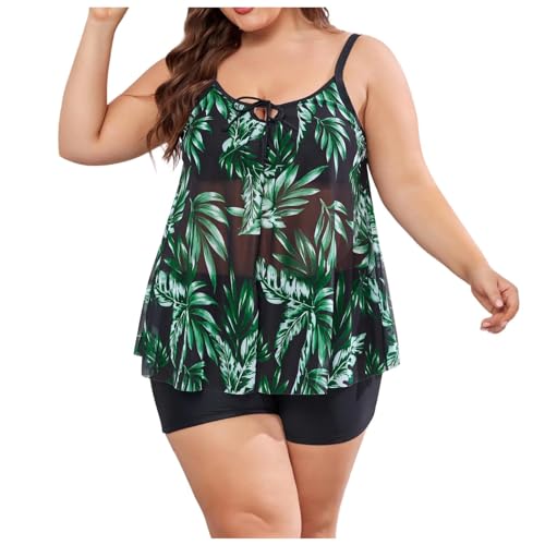 Genérico Bañador De Mujer - Falda De Traje De Baño De Talla Grande Traje De Baño Conservador Traje De Baño De Talla Grande con Estampado De Hojas para Mujer
