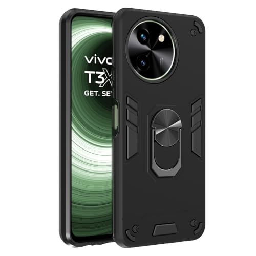 Image of NDCOM for Vivo T3x 5G Back Cover | Premium Vivo Y58 5G Back Cover | Shockproof Ring Holder Case