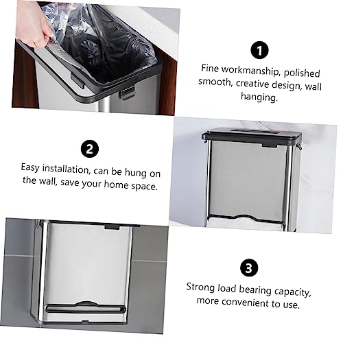 Caneca de basura rectangular para colgar de acero inoxidable miniatura 3