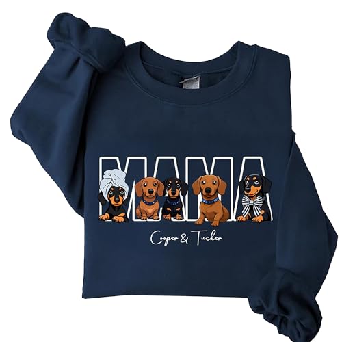 Personalized Cartoon Dog Portrait Sweatshirt with Name, Custom Dog Mom Sweater, Pet Lover Gift2