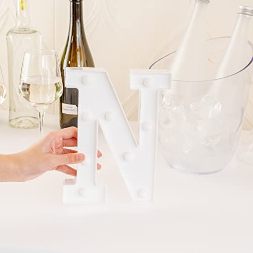 Image of Restaurantware Illumify 6.6 x 1.2 x 8.7 Inch Light Up Letter 1 Durable Marquee LED Light - Letter N Touchproof White Plastic Party Light Keyhole Slot For Parties Weddings Or Special Events