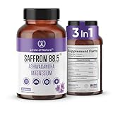 CIRCLE OF NATURE Saffron Supplement 88.5 mg with Ashwagandha & Magnesium Glycinate, Mood, Eye Health & Relaxation, 60 Clean Capsules, Saffron Stigma Extract, Made in USA