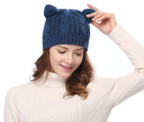 Bellady Women's Hat Cat Ear Crochet Braided Knit Caps2
