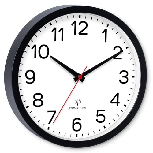 Image of AKCISOT Atomic 14 Inch Wall Clock Analog Clocks for Indoor Kitchen, Battery Operated Clock for Bedroom Office Classroom Living Room(Black)