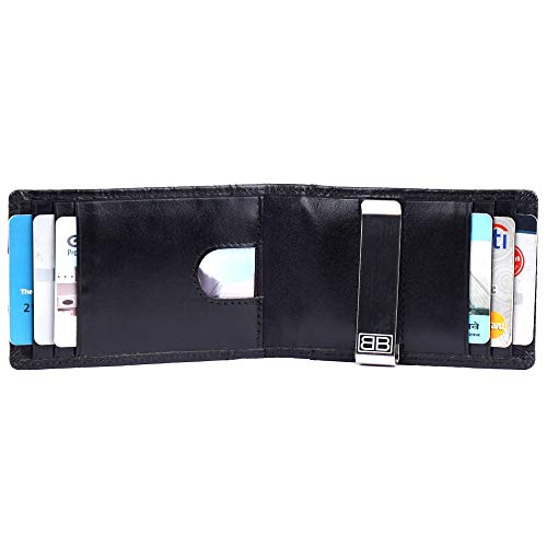 Image of Brooklyn Bridge Genuine Leather Money Clip Wallet for Men Chess VT Black - Premium Slim RFID Protected Wallet with Cash Clip & Multiple Card Slots, Stylish Front Pocket Design, Gift for Men