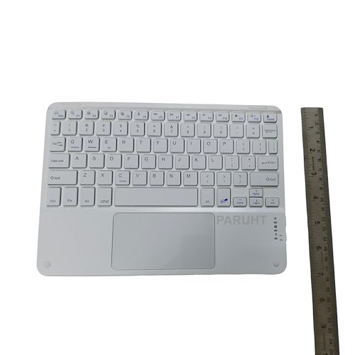 Image of Wireless Bluetooth Keyboard with Touchpad Rechargeable Slim Lightweight Like Air Multi-Device Portable for Tablet, Laptop, Smart TV, PC, White BTW-TOUCH05