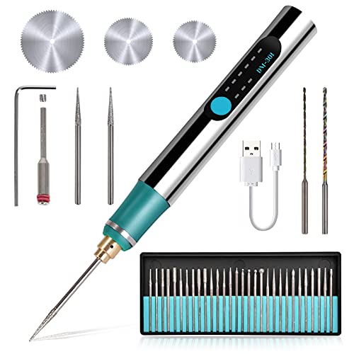 XIDAJIE Electric Micro Engraver Pen, USB Rechargable 3-Speed Engraving Machines with 35bits, Professional Mini Engraving Tool Kit for DIY Jewelry Making Glass Wood Stone Metal Plastic
