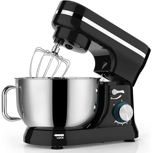 Stand Mixer, 1000W Food Mixer, 7 Speed Adjustable with Ppulse Setting, 4.5L Stainless Steel Mixing Bowl with Beater, Whisk, Dough Hook, Features Splash Guard and Silicon Suction Feet