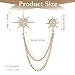 MBAIYO Gold Rhinestone Star Brooch for Women, Crystal Snowflake Brooch Lapel Pins Fashion Broach Pin Dress Suit Accessories with Tassel Chain Clothing Clip Broach for Women Men(Gold)