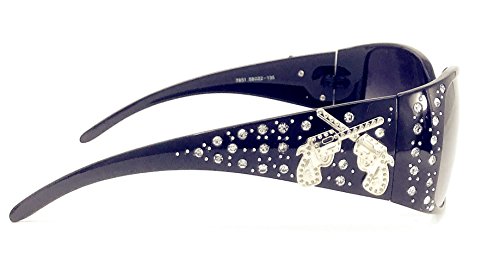 Texas West Womens Rhinestone UV 400 Crossed Pistols Concho Sunglasses In Multi Colors2
