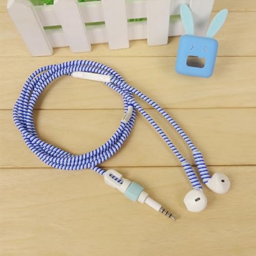 Image of Spiral Cable Protector, Data Cable Protective Sleeve, Headphone Saver, Charger Protective Cover, Wire Repair /Strain Relief Cable Wrap Tube for USB Data Cable Headphone Cable (Black+ Blue)