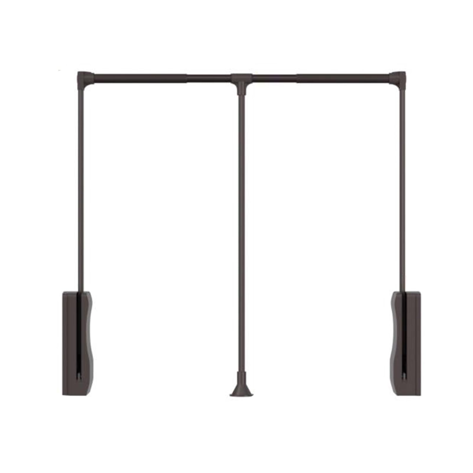 GTHTUHFD Adjustable Pull Down Closet Rod With Soft Return, Wardrobe Hanging Rail For Clothes, Load-Bearing 15Kg, Size 550-1250Mm, Silver Finish Brown-700-930mm