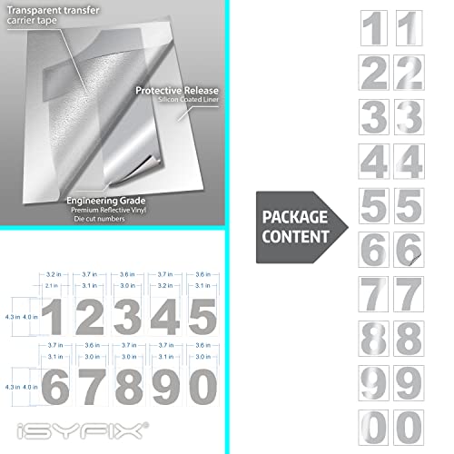 image for iSYFIX Reflective Vinyl Numbers Stickers 4 Inch Self Adhesive - 2 Sets