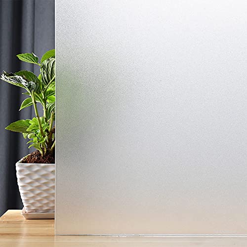 dktie Fensterfolie Blickdicht Folie Fenster Sichtschutz Selbsthaftend Blickdicht Milchglasfolie Anti-UV Statische Fensterfolien Für Zuhause Badzimmer oder Büro Sichtschutz 44.5x200cm