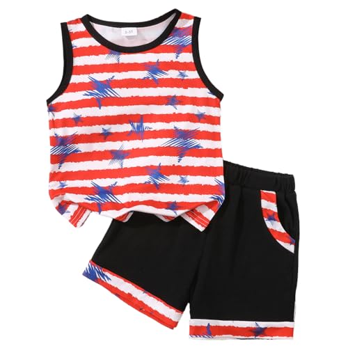 Image of Toddler Boy 4th of July Shorts Set + Stars Stripe Short American Flag Summer Outfits