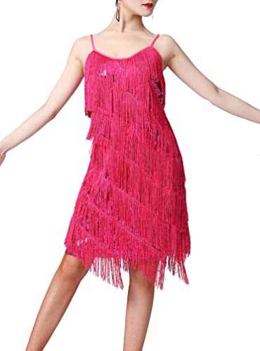 Image of Women 1920s Gatsby Flapper Dress Sexy Open Back Strap Fringed Cocktail Party Dress with 20s Accessories