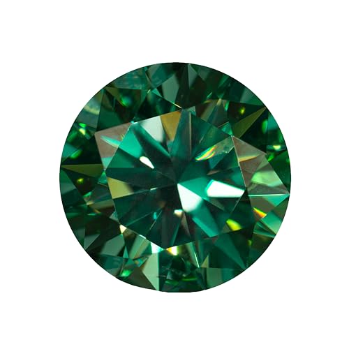 Moissanite vert foncé ronde VVS1 pour remplacer un diamant cher sans perdre d'éclat
