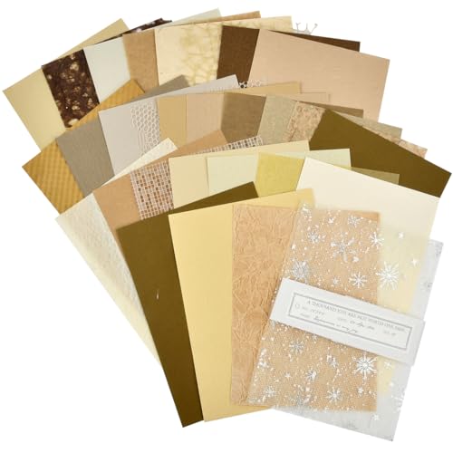 30Pcs Handmade Scrapbook Paper Craft Textured Paper Morandi Embossed Paper A5 Sheet Snow Dot Mesh Fabric Mix Special Paper Mix for Scrapbooking Journal, Art Journaling, DIY Materials, 5.8x8.2 Inch