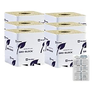 Grodan Rockwool Delta GRO Blocks | 4″ Cube – Pack of 6 | + Twin Canaries Chart
