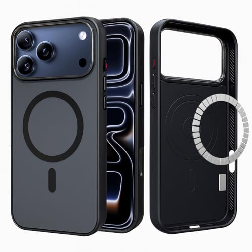 Image of Elzzi Magnetic for iPhone 17 Pro Max Case (2025)(Compatible with MagSafe)(Military Grade Drop Protection) Matte Shockproof with Anti-Fingerprint Phone Cover, 6.9''|Black