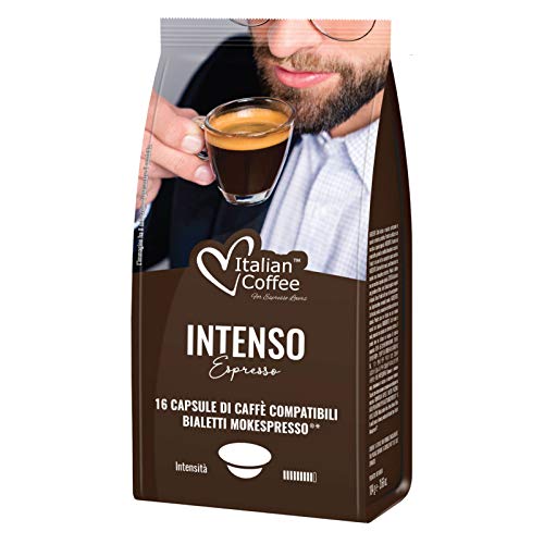 Italian Coffee 96 Capsule Caffè Compatibile con Bialetti Mokespresso (16 unità (Confezione da 6), Intenso)