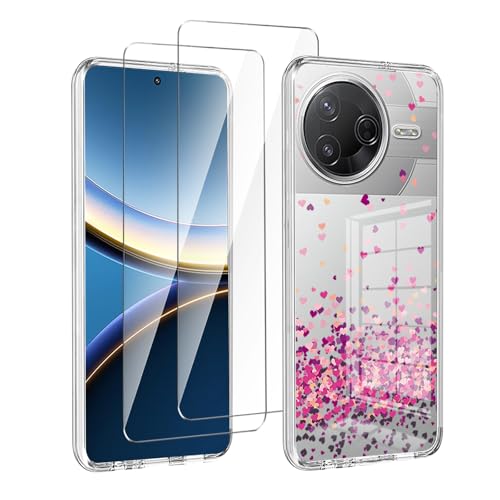 LYZXMY Funda para Xiaomi Poco F7 Pro 5G(6.67') Transparente Carcasa +2 Protectores de Pantalla de Vidrio Templado, Carcasa Suave de Silicona TPU-WM85