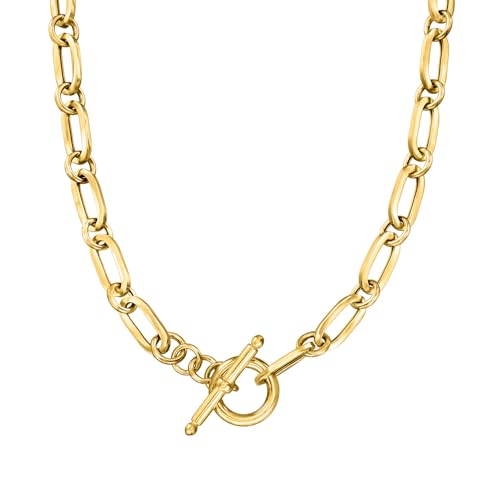 Ross-Simons Italian 18kt Gold Over Sterling Paper Clip Link Necklace, Silver Necklace for Women,...