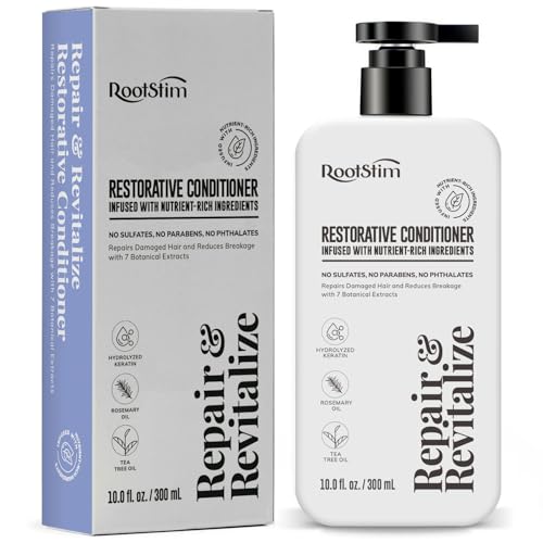 Image of RootStim Rosemary Conditioner for Hair Growth & Thinning Hair - Saw Palmetto & Keratin Infused Volumizing Treatment - Sulfate Free Scalp Care Formula with Argan, Tea Tree & Ginger Oil, 10 fl oz