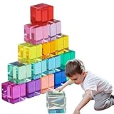 Nzkeuf Juego de 16 Bloques de construcción de Arco Iris, Alta Transparencia