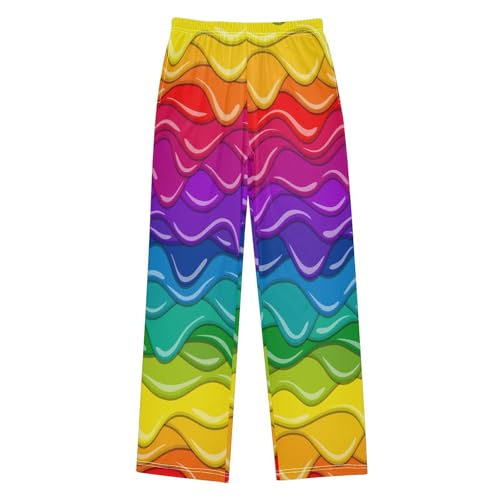 Rainbow Glaze Boys Pants Boys Athletic Pants Long Pant for Boywith Pockets Wide-Leg Size 6-14Y