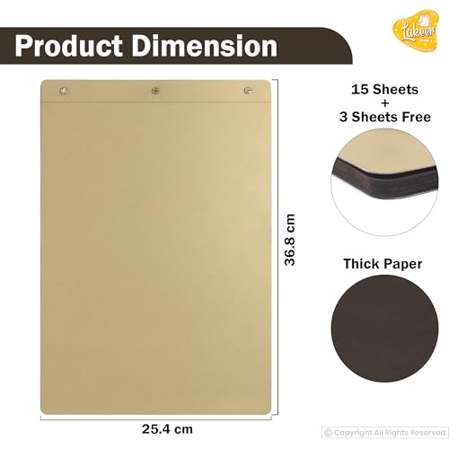 Image of Lakeer 14.5 x 10 Inch DIY Scrapbook-Photo Album | 15 Sheets + 3 Sheets Free (36 Pages)-300 GSM Thick | For Photo Album, DIY Craft, Scrapbooking Activity, Sketching (Coffee Brown)