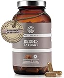 QIDOSHA® Reishi Extrakt Kapseln hochdosiert, 180 Kapseln im Glas, 500 mg Reishi Extrakt je Kapsel, Ganoderma lucidum Kapseln, Glänzender Lackporling, vegan, laborgeprueft
