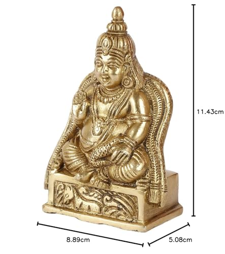 Image of ARTVARKO Brass Idol Lord Kuber Sitting Statue | Murti for Pooja Room, Meditation, Prayer, Business Murti for Prosperity Money Home Decor Locker Safe Tijori