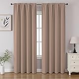 CUCRAF Khaki Blackout Curtains 84 inch Length 2 Panels Set, Rod Pocket Room Darkening Drapes for Bedroom Living Room, Insulated Thermal Light Blocking Window Curtain (W52 x L84 Inch)