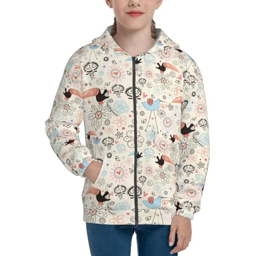 Funniest Birds Kid Hoodies Boys Zip Up Sweatshirts Girls Pullover with Pocket3