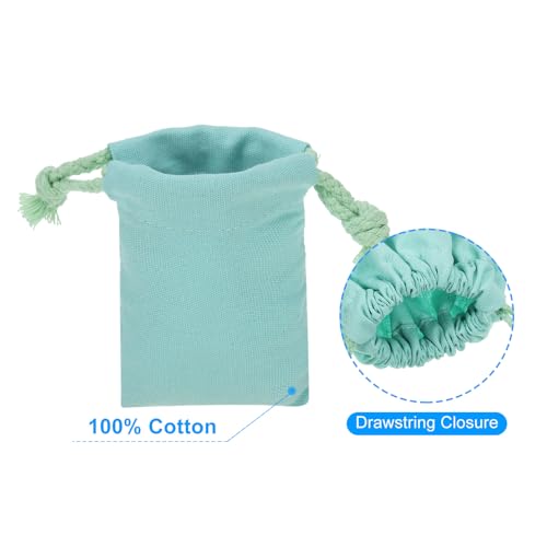 PATIKIL 100% Cotton Reusable Drawstring Bags, 3x4 Inch 12 Pack Multipurpose Washable Cotton Dust Bags, Luggage Organizer, Travel Essentials Storage Pouch, Turquoise3