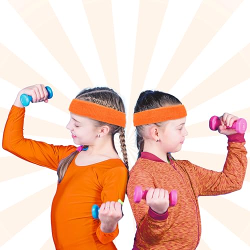 Image of Bememo 36 Pcs Neon Sweatbands Set for Kids 12 Headbands 24 Wristbands Bulk Sports Sweat Bands Athletic for Children Basketball Tennis Running Gym Student Gifts Glow Party