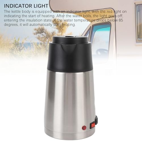 Hervidor eléctrico de viaje Akozon 24V 1.3L acero inoxidable miniatura 3