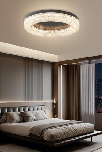 Plafonnier LED noir dimmable de 60cm avec télécommande pour salon