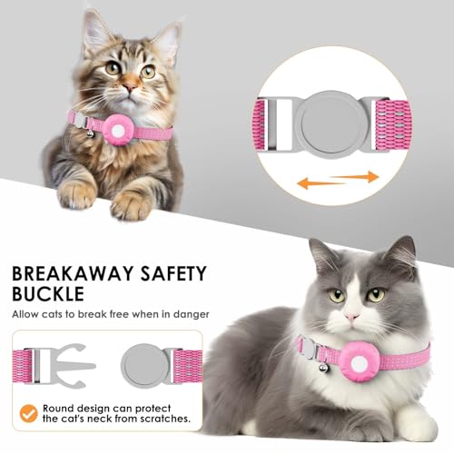Image of GPS Tracker for Cats, Cat Tracker with Real-Time Location, Pet Tracker with Cat Collar, Compatible with Apple Find My App (Only iOS), No Monthly Fee, Waterproof (Pink)