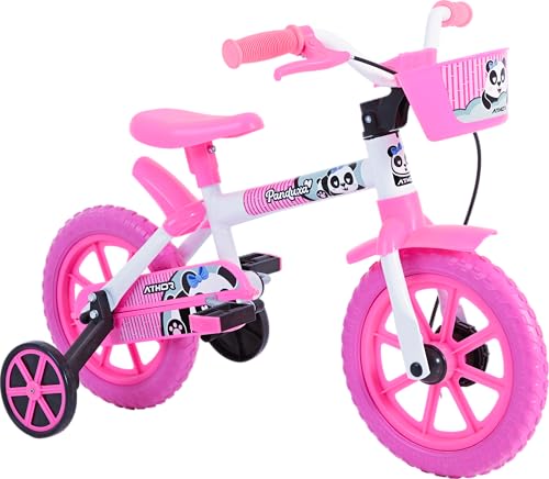 BICICLETA ATHOR ARO 12 FEMININA PANDUXA BRANCA COM ROSA