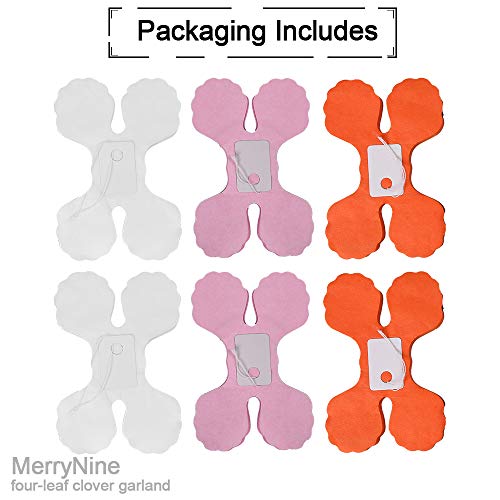 Reusable Party Streamers, Merrynine Four-Leaf Clover Paper Flower Garland For Party, Wedding Decoration, 11.81 Feet/3.6M Each, Pack Of 6 (Pink-White-Orange) #TOP6