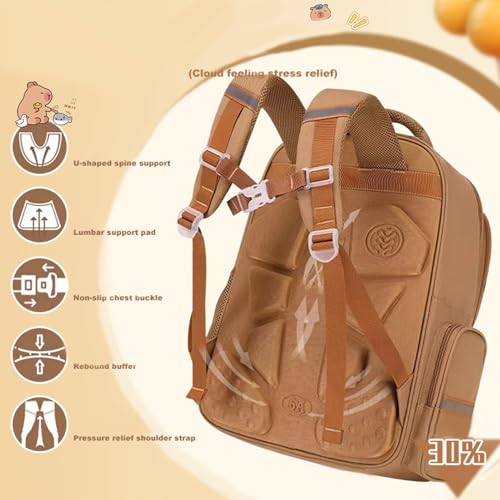 Cute Capybara Backpack School Bag with Stationery Set, Funny Going Out Cartoon Laptop Travel Casual Bag with Reflective Strips, Capybara Animal School Supplies for Boys Girls3